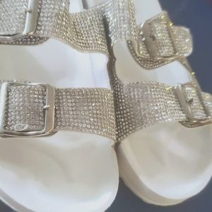 MADDEN GIRL Sparkly Rhinestone Slides Sandals Size 7.5